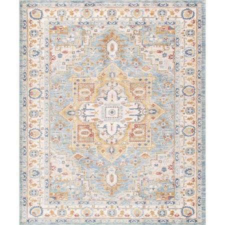 Pasargad Home 8 x 10 ft Heritage Design Power Loom Area Rug Light Blue PFH02 8X10
